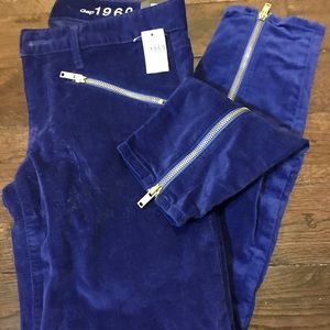 GAP Always skinny blue velvet pants 28r NEW/tags